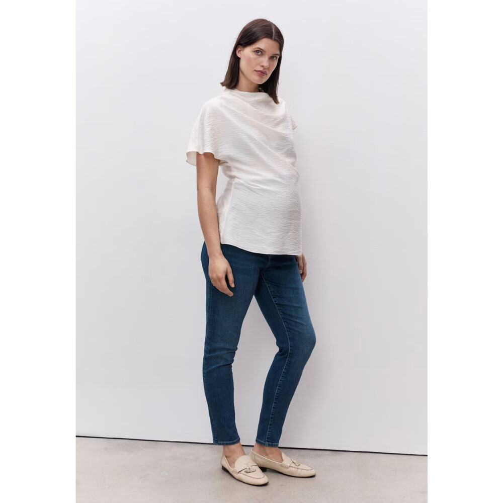 MNG Jeans Womens S Blue Denim Maternity Skinny Pull On Stretch Jeans Comfort NWT